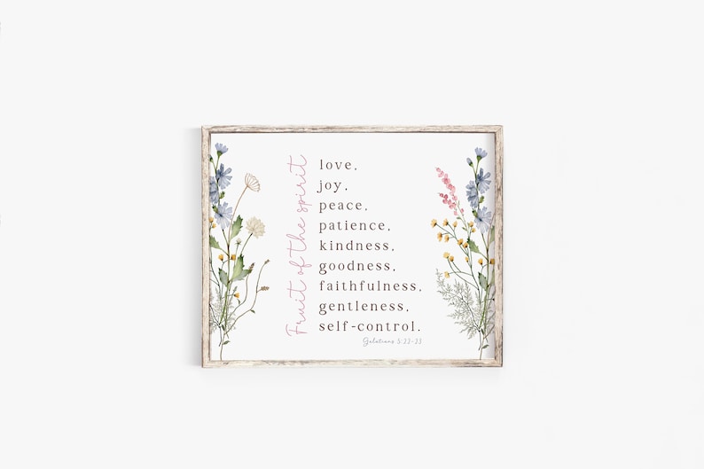Fruit of the Spirit Wall Art Printable Sign Galatians 5 22 Bible Verse ...