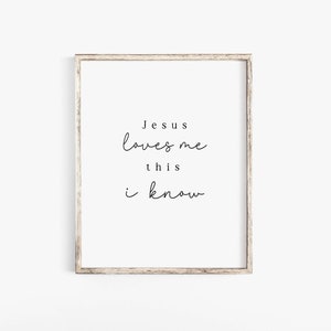 Jesus Loves me this i know wall art print Gethsemane Scripture Wall Art Kids Bible verse wall art Christian Boho Girl Nursery Hymn wall art image 3