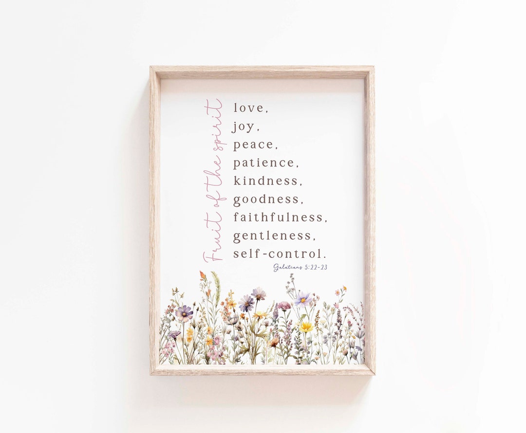 Fruit of the Spirit Wall Art Printable Sign Galatians 5 22 Bible Verse ...
