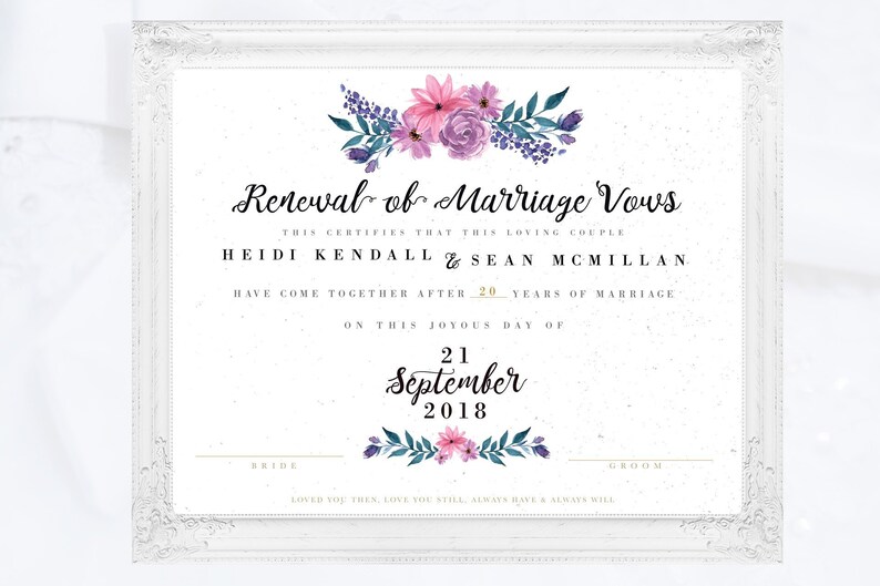 Printable Vow Renewal Certificates Printable Word Searches