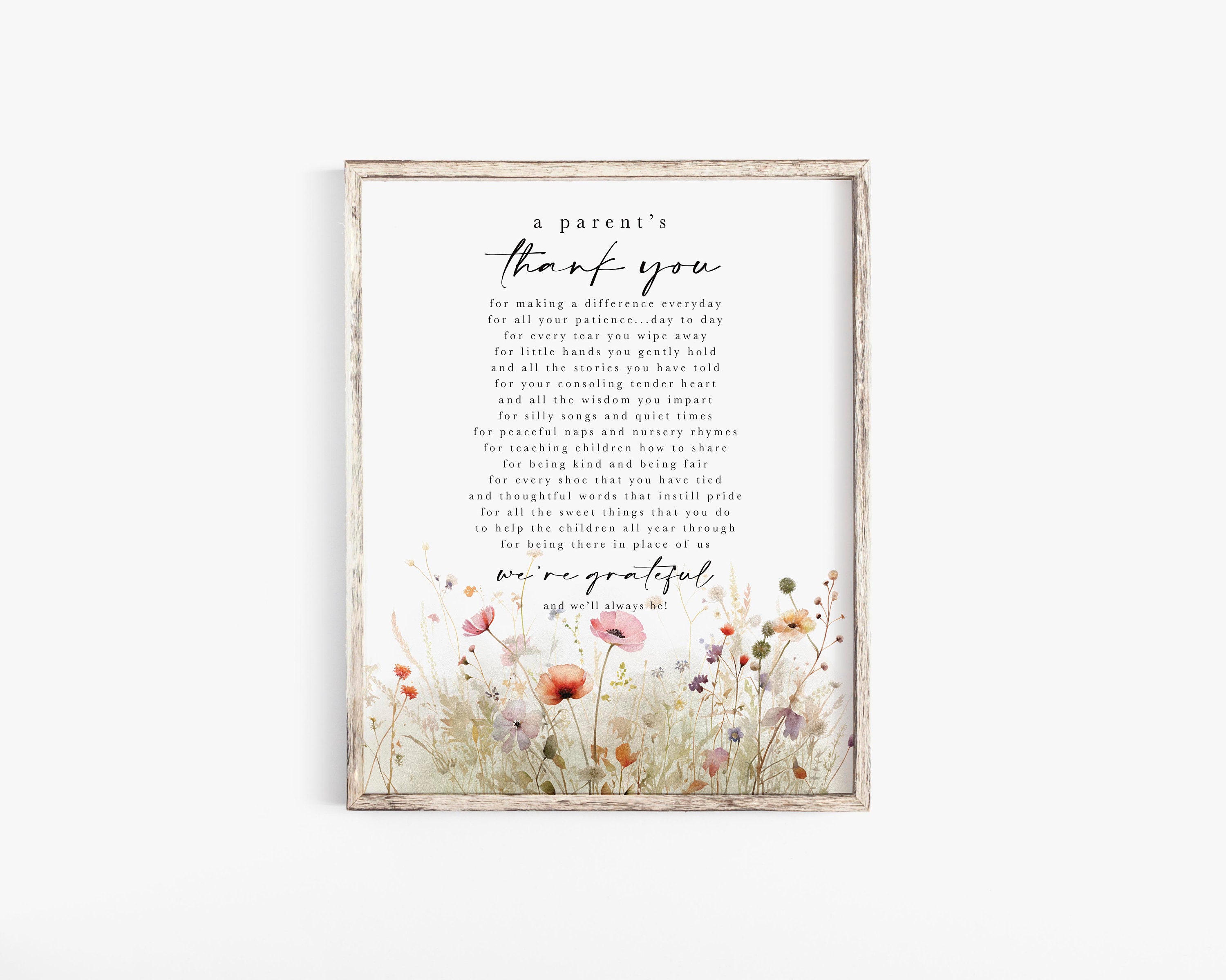 A Parents Thank You Printable Nursery Teachers Teaching Teacher's Day ...