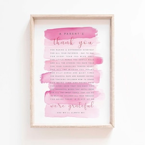 Un regalo imprimible de agradecimiento para padres, maestros de guardería, enseñanza, arte de pared para el Día del Maestro, carta de agradecimiento para maestros, regalo de fin de año