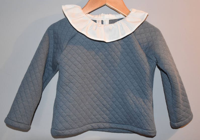 Stormy grey fleece ruffled collar Sweatshirt