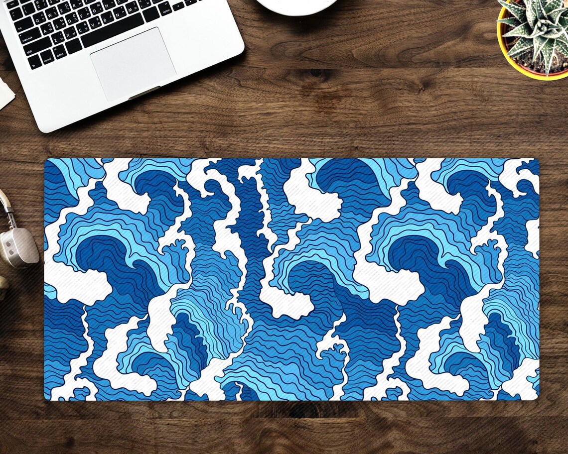 Japanese Great Wave Art Mouse Pad Aesthetic Desk Accessory Etsy