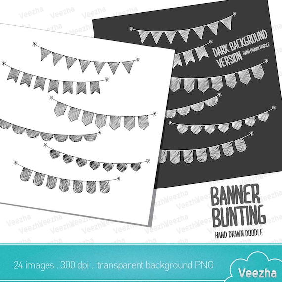 Banner Bunting Doodle Etsy