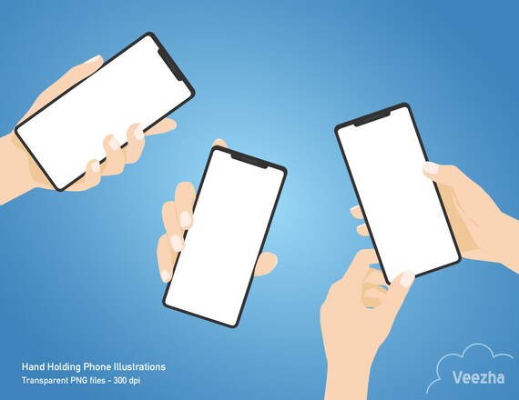 Hand Holding Phone Illustration Hand Pose Mockup Iphone Etsy