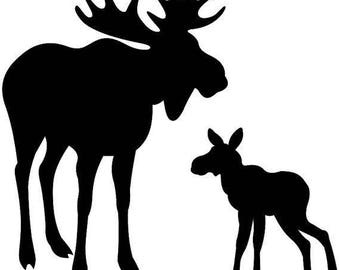 Pack of 3 Moose and Baby Stencils, 11x14, 8x10 and 5x7 Made From 4 Ply Matboard