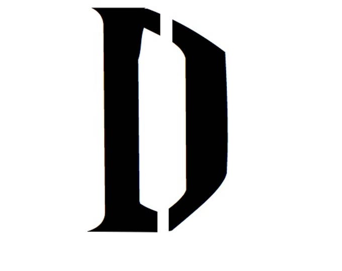 Letter D Stencil Made from 4 Ply Mat Board-Wizard Font