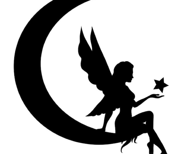 Pack of 3 Fairy on Moon Stencils Made from 4 Ply Mat Board, 11x14, 8x10 and 5x7 -Package includes One of Each Size