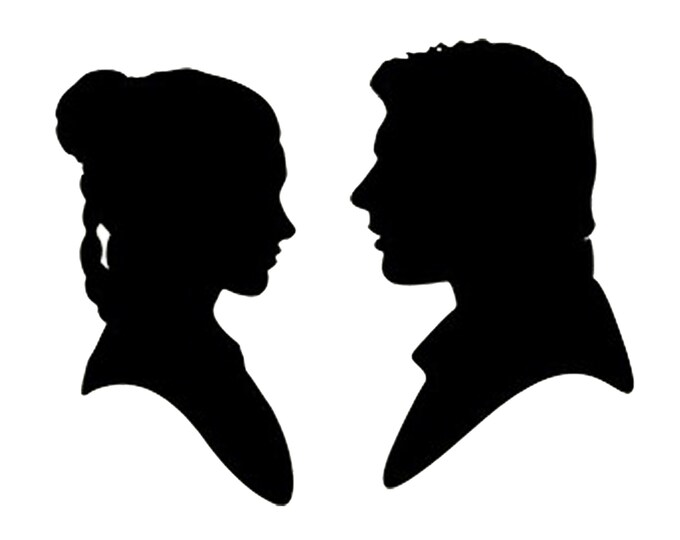 Pack of 3 Han Solo and Leia Stencils Made from 4 Ply Mat Board, 11x14, 8x10 and 5x7 -Package includes One of Each Size