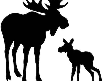 Moose and Baby Stencil Made from 4 Ply Mat Board-Choose a Size-From 5x7 to 24x36