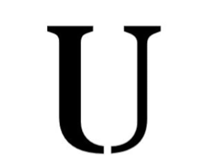 Letter U Stencil Made from 4 Ply Mat Board-Stardos Font