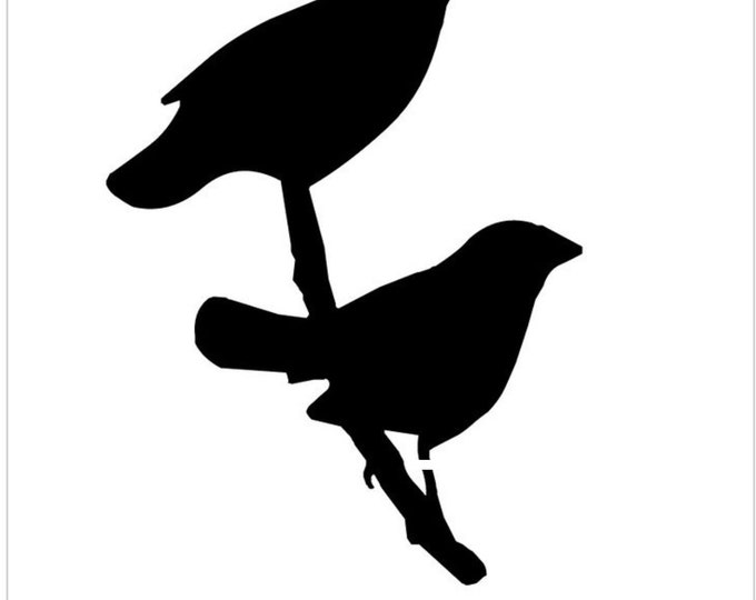 Pack of 3 Two Bird on Branch Stencils Made from 4 Ply Mat Board, 16x20, 11x14 and 8x10 -Package includes One of Each Size