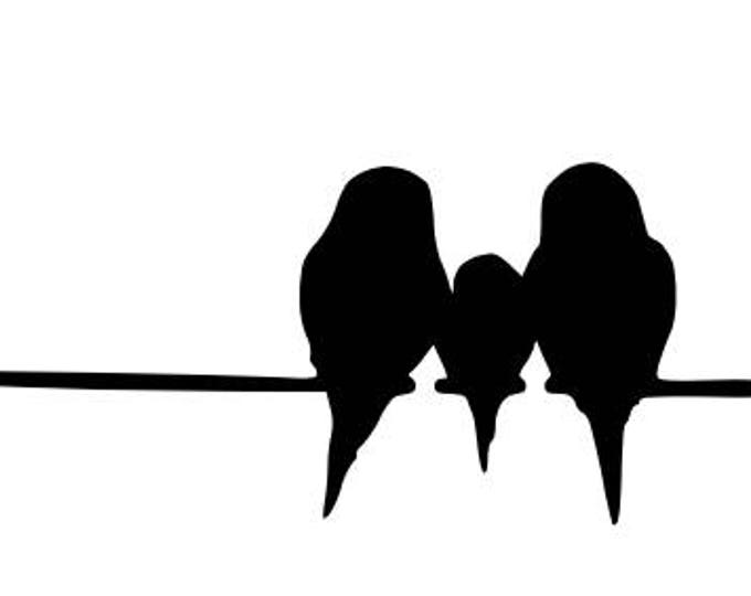 Three Birds on Wire Stencil Made from 4 Ply Mat Board-Choose a Size-From 5x7 to 24x36