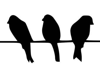 Five Birds on Wire Stencil Made from 4 Ply Mat Board-Choose a Size-From 5x7 to 24x36