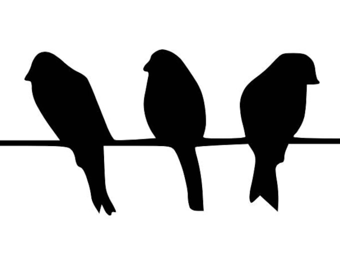 Five Birds on Wire Stencil Made from 4 Ply Mat Board-Choose a Size-From 5x7 to 24x36