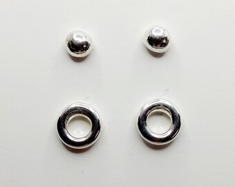 Two pairs of silver stud earrings (set 3)