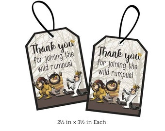 Where the Wild Things Are Birthday Party Favor Tags / Wild Things Party Tags / Wild Things Thank You Hang Tag/ DIY Download or PRINT & SHIP