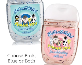 Baby Looney Time Gender Reveal Mini Hand Sanitizer Label- Baby Shower Party Favor | Digital Download or Printed and Shipped