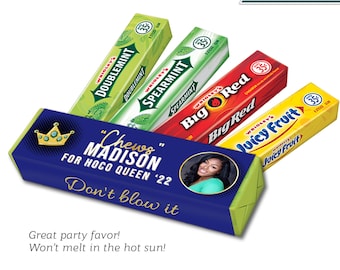 School Election Campaign Hand Out, Custom Gum Wrapper, Printable Bubble Gum Wrap, Gum Party Favor, Digital Download or Printed & shipped