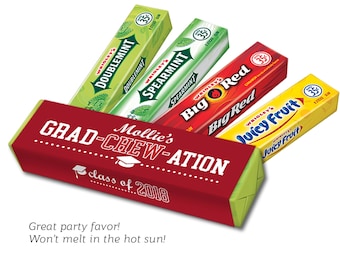 Grad-CHEW-ation | Graduation Party Favor | Custom Gum Wrapper |  Printable Party Favor | 5pc Chewing Gum Gift | Printable Digital Download