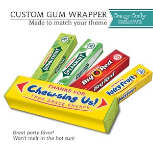 Customizable Juicy Fruit Gum Wrapper | Custom Gum Wrapper | Printable Party Favor | 5pc Chewing Gum Party Favor | Printable Digital Download