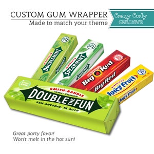 Double the fun | Custom Gum Wrapper | Twin Baby Shower | Printable Party Favor | 5pc Chewing Gum Party Favor | Printable Digital Download