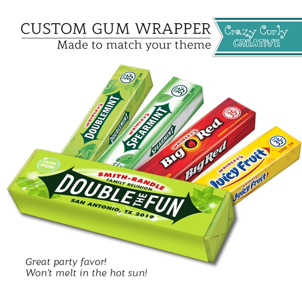 Double the fun | Custom Gum Wrapper | Twin Baby Shower | Printable Party Favor | 5pc Chewing Gum Party Favor | Printable Digital Download