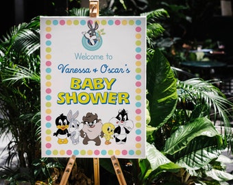 PRINT YOURSELF Baby Looney Time Baby Shower Welcome Sign Poster | Cute Gender Neutral Baby Shower Sign / Welcome Sign // Digital Download