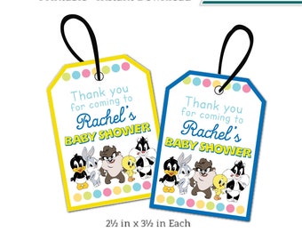 Baby Looney Time Party Favor Tags / Baby Shower Party Tags / Birthday Thank You Hang Tag/ Digital Download or PRINT & SHIP