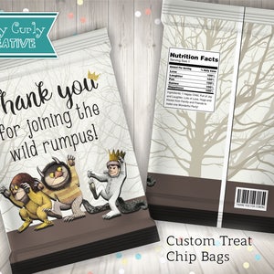 Where the Wild Things Are Chip Bags / Custom Treat Bags / Birthday Party Favors / Wild Rumpus Thank You/ Digital File or Assembled Set of 12