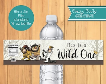 Where The Wild Things Are Return Waterproof Water Bottle Labels- 8" x 2" WATER BOTTLE LABELS  Printed and Shipped