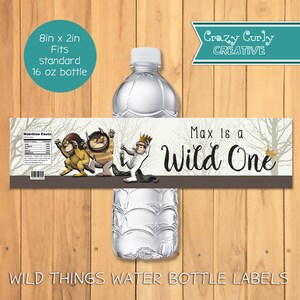 Where The Wild Things Are Return Waterproof Water Bottle Labels- 8" x 2" WATER BOTTLE LABELS  Printed and Shipped