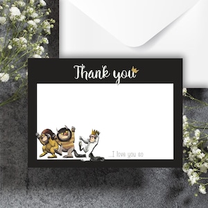 Where the Wild Things Are Thank You Card- 3.5x5in- Folded or Flat- Printed and Shipped
