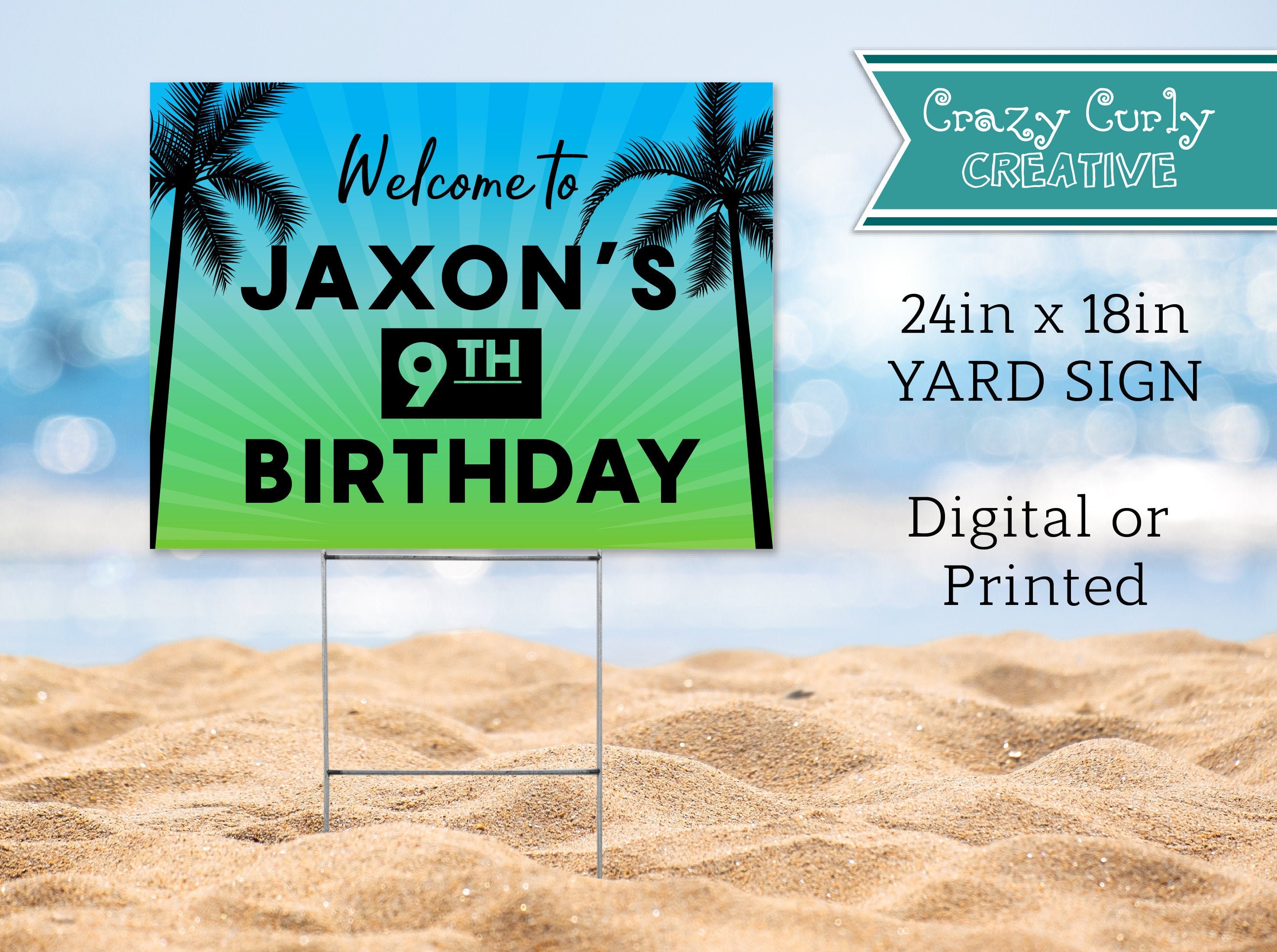 Beach Birthday Party Yard Sign / Beach Party Sign / 18 x Etsy