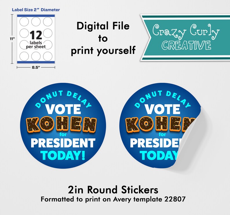 Donut Delay Vote Today Custom Campaign Stickers 2in Round - Etsy