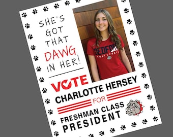 Bulldog Poster PRINT YOURSELF Election Poster Sign // School Campaign Sign // VOTE Poster //  Digital Download Only