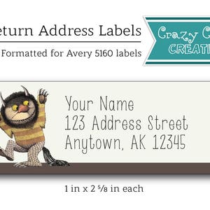 Where The Wild Things Are Return Address Labels, Custom Printable Return Address Labels, Invitation Stickers, Digital Download or Printed
