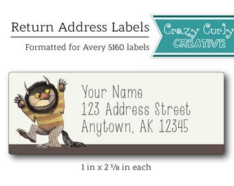 Where The Wild Things Are Return Address Labels, Custom Printable Return Address Labels, Invitation Stickers, Digital Download or Printed
