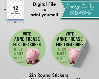 Custom Stickers 2in Round Avery Labels 22807 Party Printable | Etsy