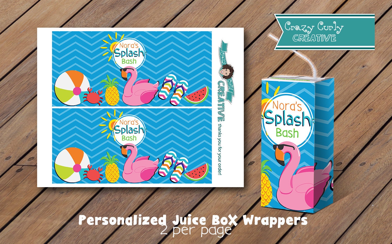 Juice Box Party Splash Party Personalized Juice Box Wrappers / Splash Bash Custom Party ...