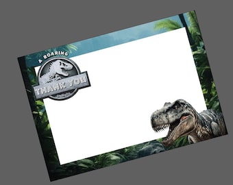 T-Rex Jurassic Dinosaur Thank You Card | 3.5in x 5in | Folded or Flat | DIGITAL DOWNLOAD
