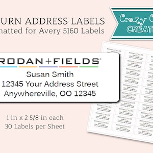 Rodan + Fields Return Address Labels, Custom Printable Return Address Labels, Invitation Stickers, Digital Download or Printed