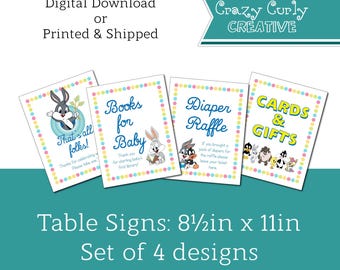 Looney Time - Tabletop Party Signs- 8.5in x 11in - Digital or Printed