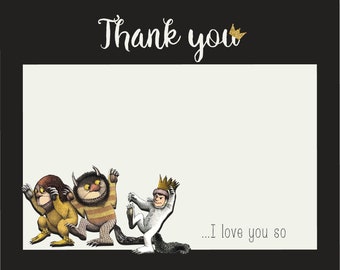 Where the Wild Things Are Thank You Card | 3.5" x 5" | Folded or Flat | DIGITAL DOWNLOAD