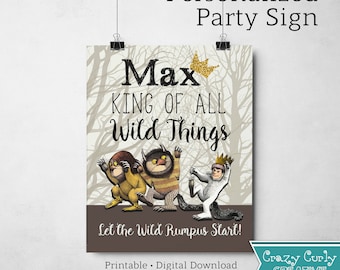 Where The Wild Things Are Personalized Party Sign // Wild Things Party Sign // Wild Rumpus Poster //  Digital Download or Printed