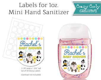 Baby Looney Time Mini Hand Sanitizer Label- Baby Shower Party Favor | Digital Download or Printed and Shipped
