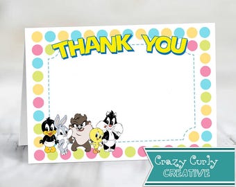 Baby Looney Tunes Thank You Card | 3.5" x 5" | Folded or Flat | PRINTED & SHIPPED