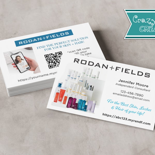 Rodan and Fields Custom Business Card with NEW Hair Product, Rodan+Fields Marketing, Digital or Printed, R+F Two Sided Business Cards