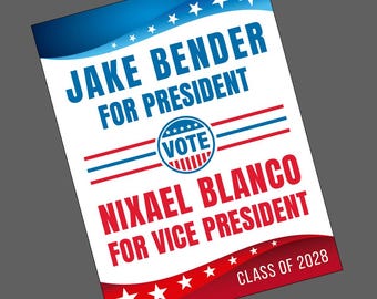 School Campaign Poster PRINT YOURSELF Election Poster Sign // President Campaign Sign // VOTE Poster //  Digital Download Only